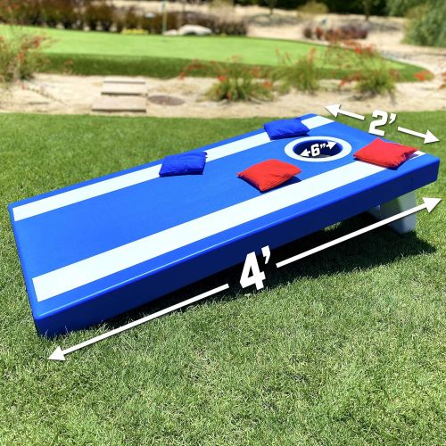  GoSports 4x2 All Weather Outdoor Cornhole Game Set ? Heavy Duty Plastic Weatherproof Boards Includes 8 Bean Bags & Game Rules