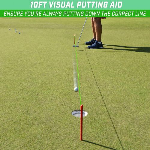  GoSports Down The Line 10ft Putting String Guide - Golf Alignment Training Aid, Master Straight and Breaking Putts, Green