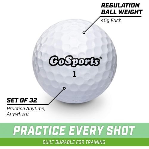  GoSports All Purpose Golf Balls for Play or Practice - 32 Pack with Tote Bag, White