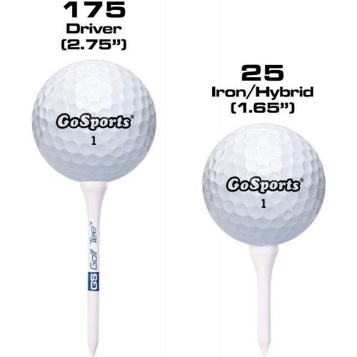  GoSports 2.75 Premium Wooden Golf Tees - 200 Tee Players Pack with Driver and Iron/Hybrid Tees, Choose Your Tee Color