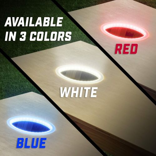  GoSports Cornhole Light Up LED Ring Kit 2pc Set - Compatible with All Cornhole Games (Red, White or Blue)