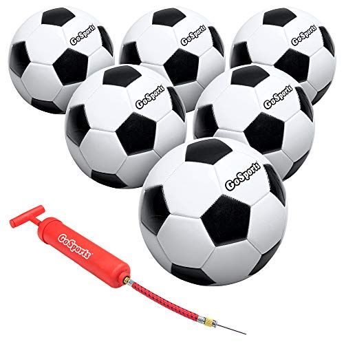  GoSports Classic Soccer Ball with Premium Pump, Available as Single Balls or 6 Packs, Choose Your Size