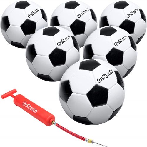  GoSports Classic Soccer Ball with Premium Pump, Available as Single Balls or 6 Packs, Choose Your Size