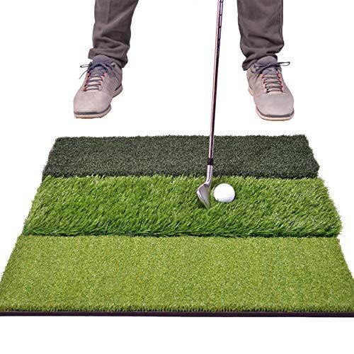  GoSports Tri-Turf XL Golf Practice Hitting Mat - Huge 24 x 24 Turf Mat for Indoor Outdoor Training, Green