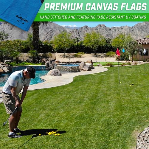  GoSports Golf Flags 3 Pack - Great for Practice and Backyard Family Golf Games, Multicolor