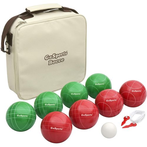  GoSports 100mm Regulation Bocce Set with 8 Balls, Pallino, Case and Measuring Rope - Premium Official Size Set
