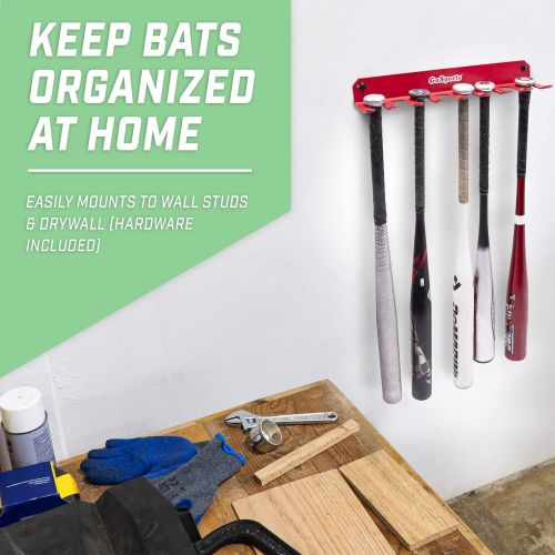  GoSports Baseball & Softball Bat Caddy - Clips onto Dugout Fence or Mounts on Wall, Holds 16 Player Bats