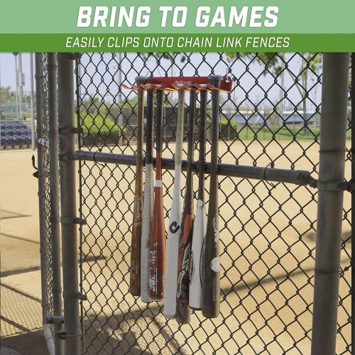  GoSports Baseball & Softball Bat Caddy - Clips onto Dugout Fence or Mounts on Wall, Holds 16 Player Bats