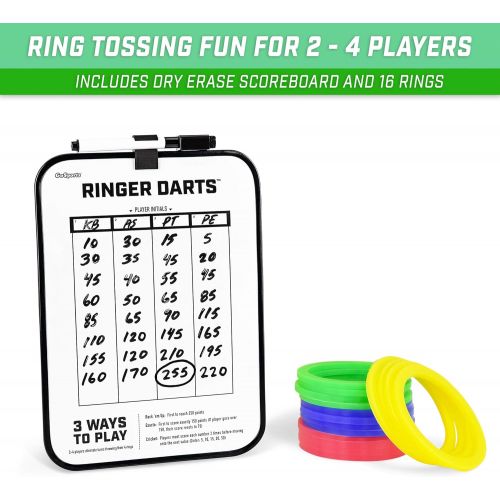  GoSports Ringer Darts Toss Game - Indoor Outdoor Hook Ring Toss Set for Kids & Adults, Natural