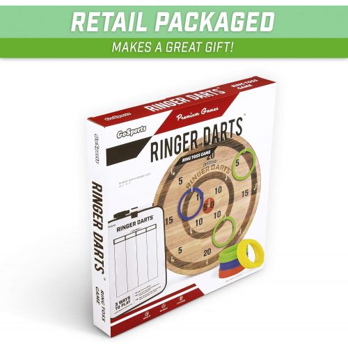  GoSports Ringer Darts Toss Game - Indoor Outdoor Hook Ring Toss Set for Kids & Adults, Natural