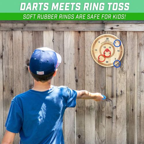  GoSports Ringer Darts Toss Game - Indoor Outdoor Hook Ring Toss Set for Kids & Adults, Natural