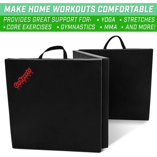  GoSports 6’x2’ Tri-Fold Exercise Fitness Mat - Great for Workouts, Yoga, MMA and More, Black