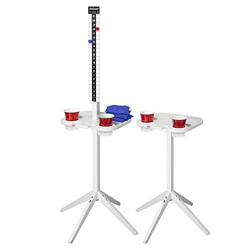  GoSports ScoreCaddy Set of 2 Outdoor Scoreboard Tables with Drink Holders - Perfect Score Tracker Accessory for Backyard Cornhole and Yard Games