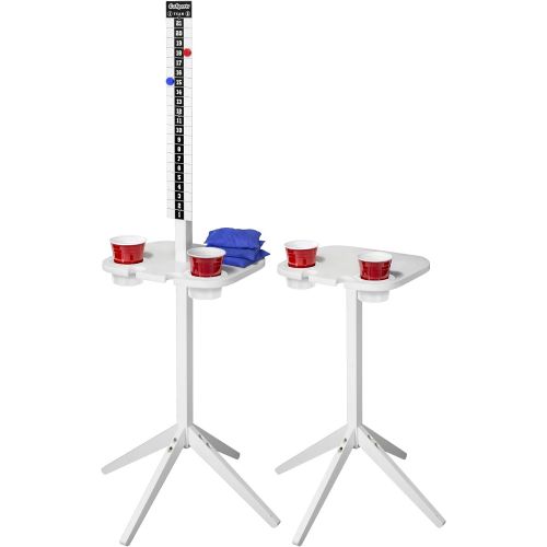  GoSports ScoreCaddy Set of 2 Outdoor Scoreboard Tables with Drink Holders - Perfect Score Tracker Accessory for Backyard Cornhole and Yard Games