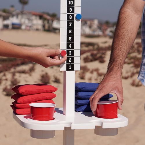  GoSports ScoreCaddy Set of 2 Outdoor Scoreboard Tables with Drink Holders - Perfect Score Tracker Accessory for Backyard Cornhole and Yard Games