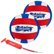 GoSports Pro Neoprene Pool Volleyball - 2 Pack Waterproof Volleyballs with Ball Pump, Red, White & Blue, 8 Diameter
