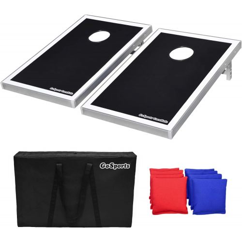  GoSports Cornhole Bean Bag Toss Game Set - Superior Aluminum Frame (American Flag, Football, LED and Classic designs)