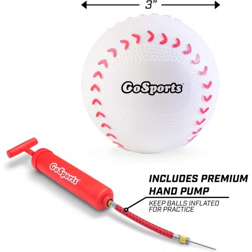  GoSports Rubber Baseball 12 Pack for Kids - Soft & Safe Inflatable Design with Pump - Great for Throwing, Catching and Batting Practice for Beginners, White