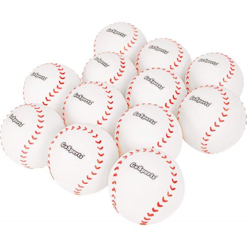  GoSports Rubber Baseball 12 Pack for Kids - Soft & Safe Inflatable Design with Pump - Great for Throwing, Catching and Batting Practice for Beginners, White