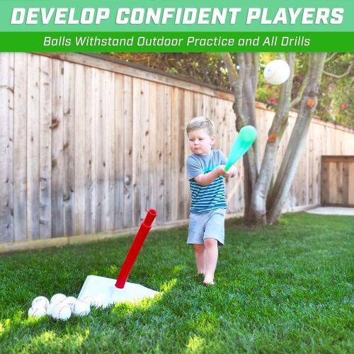  GoSports Rubber Baseball 12 Pack for Kids - Soft & Safe Inflatable Design with Pump - Great for Throwing, Catching and Batting Practice for Beginners, White