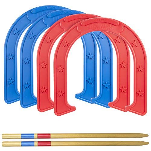  GoSports Giant Horseshoes Yard Game Set Made from Durable Plastic with Wooden Stakes - Outdoor Horseshoes for Kids & Adults