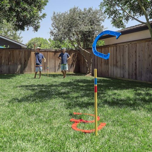  GoSports Giant Horseshoes Yard Game Set Made from Durable Plastic with Wooden Stakes - Outdoor Horseshoes for Kids & Adults