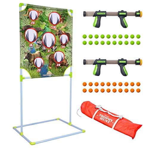  GoSports Foam Fire Games - Available in Alien Invaders and Trophy Hunt Targets or Door Hang Battle Strike and Capture the Cash Targets - Sets Include 2 Toy Blasters for Kids and Fo