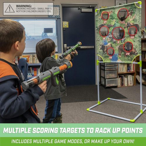  GoSports Foam Fire Games - Available in Alien Invaders and Trophy Hunt Targets or Door Hang Battle Strike and Capture the Cash Targets - Sets Include 2 Toy Blasters for Kids and Fo