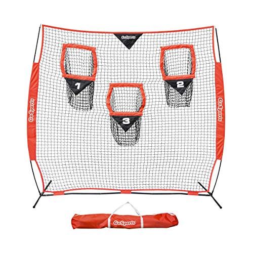  GoSports Football Trainer Throwing Net Choose Between 8 x 8 or 6 x 6 Nets Improve QB Throwing Accuracy - Includes Foldable Bow Frame and Portable Carry Case