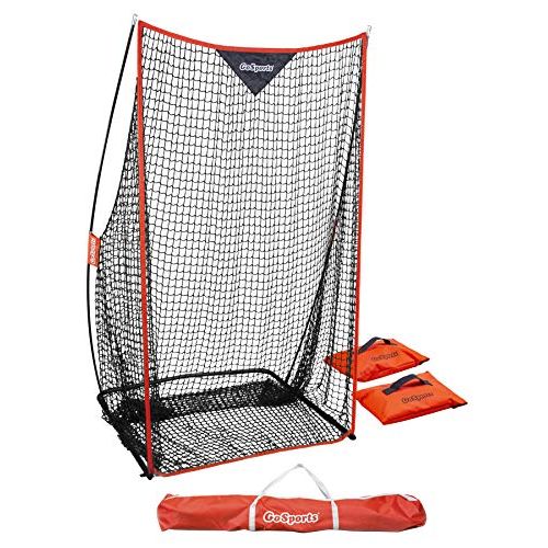  GoSports Football 7 x 4 Kicking Net - Sideline Practice for Punting or Place Kicks, Ultra-Portable Design with Weighted Sand Bags, Black