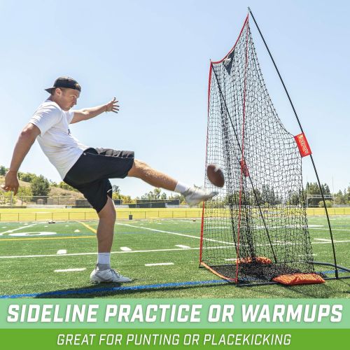  GoSports Football 7 x 4 Kicking Net - Sideline Practice for Punting or Place Kicks, Ultra-Portable Design with Weighted Sand Bags, Black