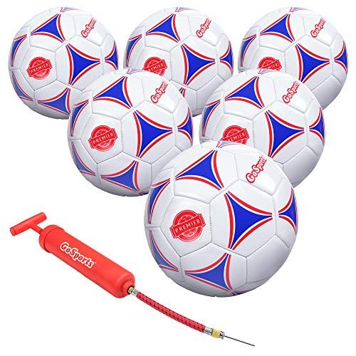  GoSports Premier Soccer Ball with Premium Pump - Available as Single Balls or 6 Packs - Choose Your Size