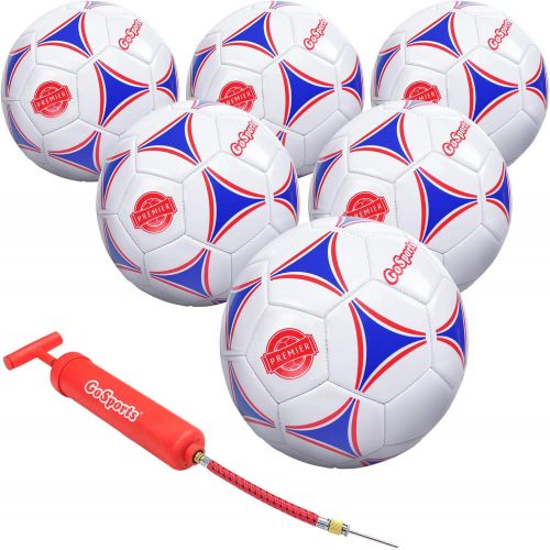  GoSports Premier Soccer Ball with Premium Pump - Available as Single Balls or 6 Packs - Choose Your Size