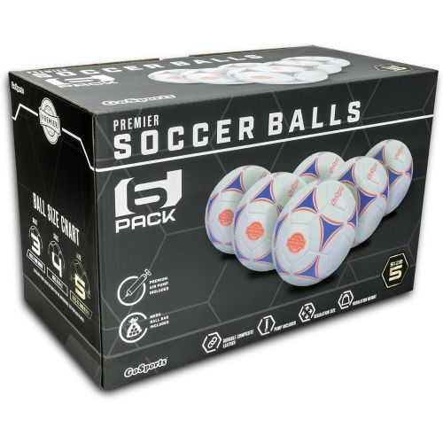  GoSports Premier Soccer Ball with Premium Pump - Available as Single Balls or 6 Packs - Choose Your Size