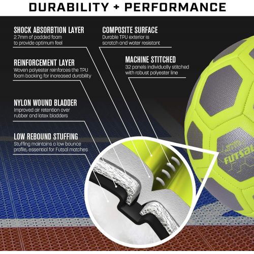  GoSports ELITE Futsal Balls - Great for Indoor or Outdoor Futsal Games or Practice ? Choose Single or Six Pack - Includes Pump