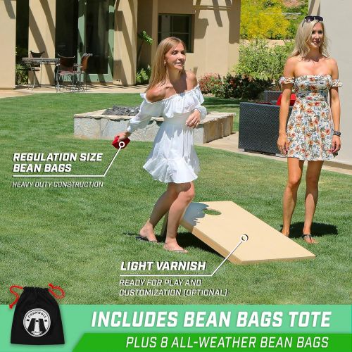  GoSports Solid Wood Premium Cornhole Set - Choose Between 4feet x 2feet or 3feet x 2feet Game Boards, Includes Set of 8 Corn Hole Toss Bags