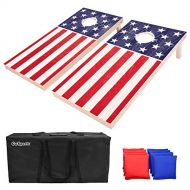 GoSports Flag Series Wood Cornhole Sets ? Choose between American Flag and State Flags ? Includes Two Regulation Size 4’ x 2’ Boards, 8 Bean Bags, Carrying Case and Game Rules