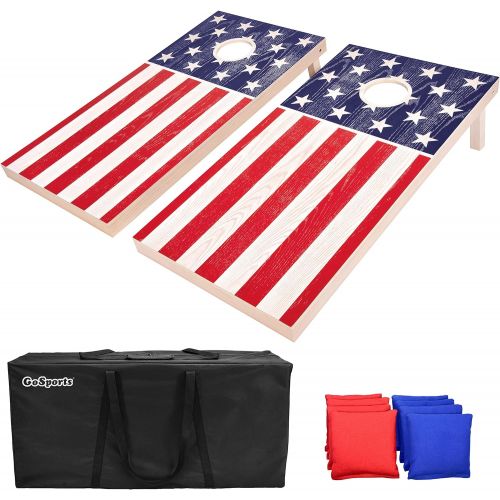  GoSports Flag Series Wood Cornhole Sets ? Choose between American Flag and State Flags ? Includes Two Regulation Size 4’ x 2’ Boards, 8 Bean Bags, Carrying Case and Game Rules