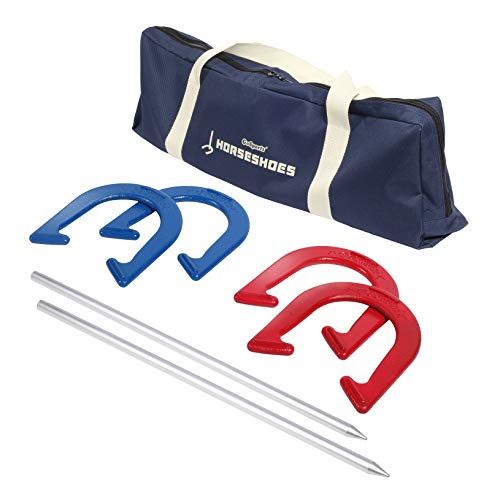  GoSports Horseshoes Regulation Game Set - Includes 4 Horseshoes, 2 Stakes and Carrying Case