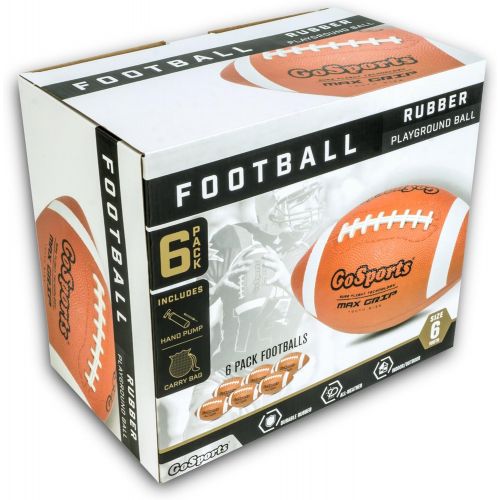  GoSports Rubber Footballs - 6 Pack of Youth Size Balls with Pump & Carrying Bag