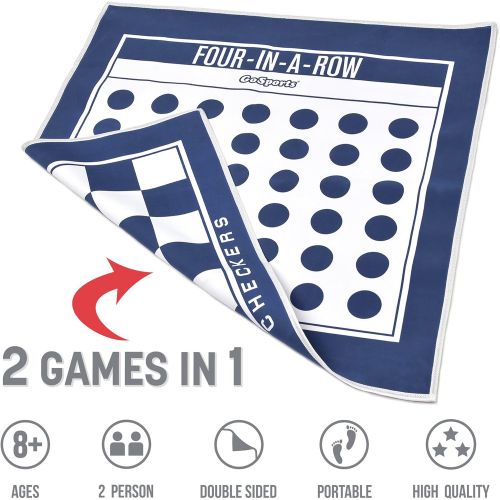  GoSports CFMAT01 Giant Checkers and 4 Connect Board Game HUGE Double Sided Game Mat with Coins for Family Fun