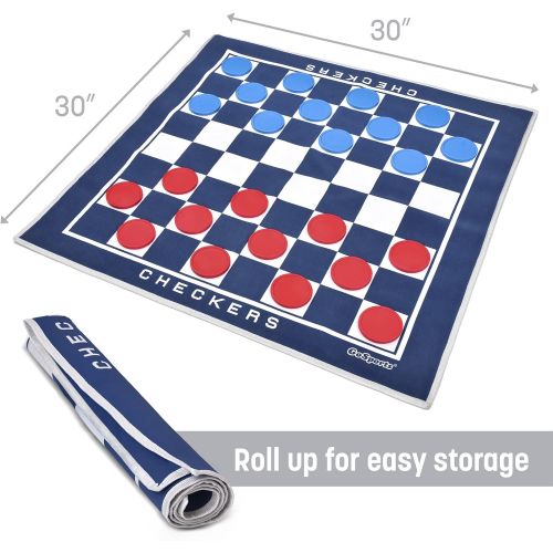  GoSports CFMAT01 Giant Checkers and 4 Connect Board Game HUGE Double Sided Game Mat with Coins for Family Fun