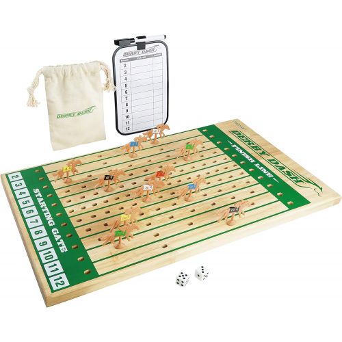  GoSports Derby Dash Horse Race Game Set - Tabletop Horse Racing with 2 Dice and Dry Erase Scoreboard