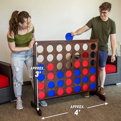  GoSports 4 Foot Width Giant Portable 4 in a Row Game - Huge Size with Carry Case and Rules