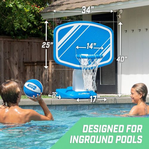  GoSports Splash Hoop PRO Swimming Pool Basketball Game, Includes Poolside Water Basketball Hoop, 2 Balls and Pump