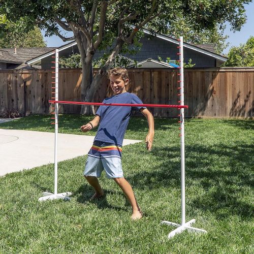  GoSports Get Low Limbo Premium Wooden Limbo Game, Sets up in Seconds - Fun for Kids & Adults, White, Red