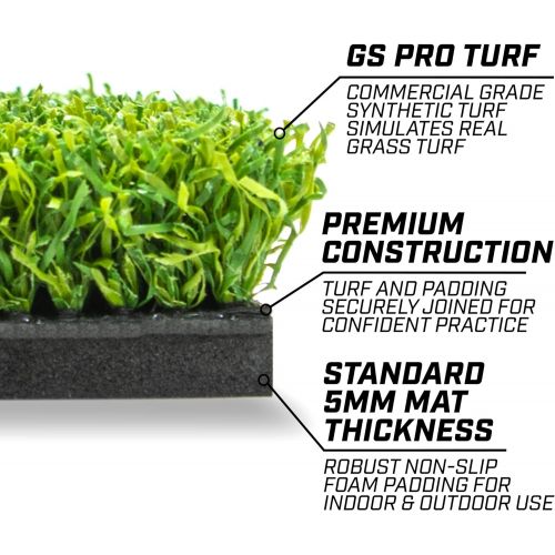  GoSports Golf Hitting Mat - 2x1 Artificial Turf Mat for Indoor/Outdoor Practice - Includes 3 Rubber Tees, Green