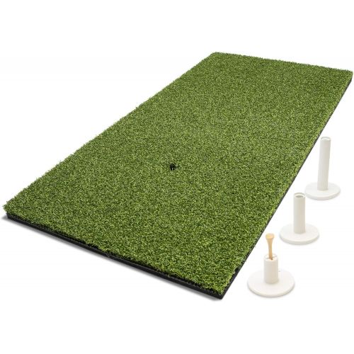  GoSports Golf Hitting Mat - 2x1 Artificial Turf Mat for Indoor/Outdoor Practice - Includes 3 Rubber Tees, Green