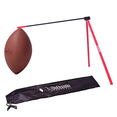  GoSports Football Kicking Tee, Metal Place Kicking Stand for Field Goal Kicks - Portable Holder Compatible with All Football Sizes, Red