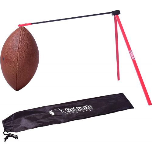  GoSports Football Kicking Tee, Metal Place Kicking Stand for Field Goal Kicks - Portable Holder Compatible with All Football Sizes, Red